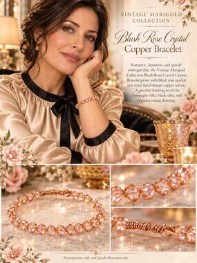 Artisan Vintage Marigold Collection Blush Rose Crystal Bracelet
